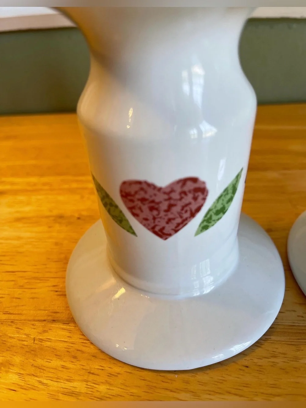 Corningware White Candle Holders set Quilt Heart pattern 4” /1994